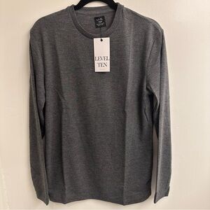 Level Ten Heather Gray Knit Minimalist Long Sleeve Tee with Crew Neck Sz S